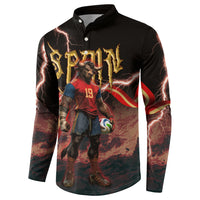 Spain Football Button Sweatshirt Spanish Pride Bull Mascot Gothic Metal Lightning Storm