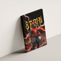 Spain Football Canvas Wall Art Spanish Pride Bull Mascot Gothic Metal Lightning Storm