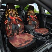 Spain Football Car Seat Cover Spanish Pride Bull Mascot Gothic Metal Lightning Storm