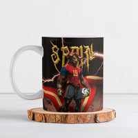 Spain Football Ceramic Mug Spanish Pride Bull Mascot Gothic Metal Lightning Storm