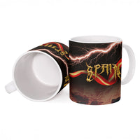 Spain Football Ceramic Mug Spanish Pride Bull Mascot Gothic Metal Lightning Storm
