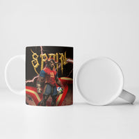 Spain Football Ceramic Mug Spanish Pride Bull Mascot Gothic Metal Lightning Storm