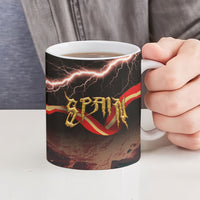 Spain Football Ceramic Mug Spanish Pride Bull Mascot Gothic Metal Lightning Storm