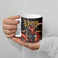 Spain Football Ceramic Mug Spanish Pride Bull Mascot Gothic Metal Lightning Storm