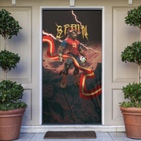 Spain Football Door Cover Spanish Pride Bull Mascot Gothic Metal Lightning Storm