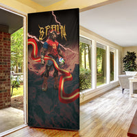 Spain Football Door Cover Spanish Pride Bull Mascot Gothic Metal Lightning Storm