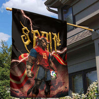 Spain Football Garden Flag Spanish Pride Bull Mascot Gothic Metal Lightning Storm