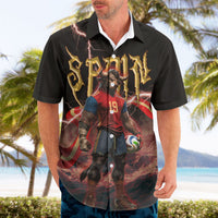 Spain Football Hawaiian Shirt Spanish Pride Bull Mascot Gothic Metal Lightning Storm