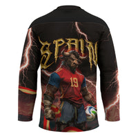 Spain Football Hockey Jersey Spanish Pride Bull Mascot Gothic Metal Lightning Storm