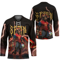 Spain Football Hockey Jersey Spanish Pride Bull Mascot Gothic Metal Lightning Storm