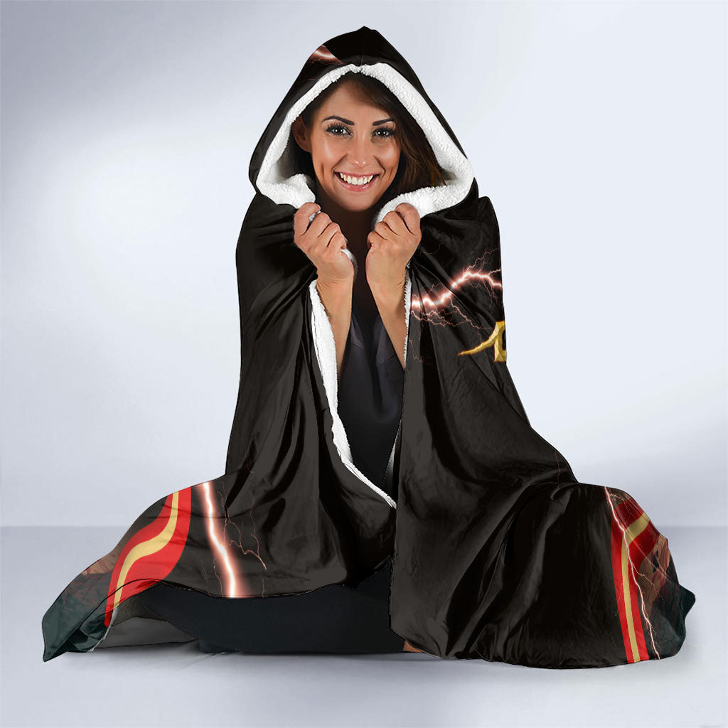 Spain Football Hooded Blanket Spanish Pride Bull Mascot Gothic Metal Lightning Storm