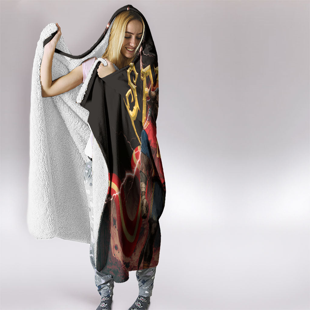 Spain Football Hooded Blanket Spanish Pride Bull Mascot Gothic Metal Lightning Storm