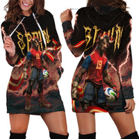 Spain Football Hoodie Dress Spanish Pride Bull Mascot Gothic Metal Lightning Storm