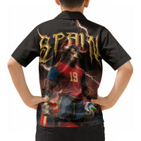 Spain Football Kid Hawaiian Shirt Spanish Pride Bull Mascot Gothic Metal Lightning Storm