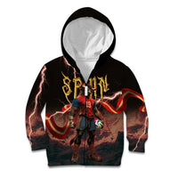 Spain Football Kid Hoodie Spanish Pride Bull Mascot Gothic Metal Lightning Storm