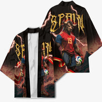Spain Football Kimono Spanish Pride Bull Mascot Gothic Metal Lightning Storm