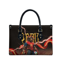 Spain Football Leather Bag Spanish Pride Bull Mascot Gothic Metal Lightning Storm