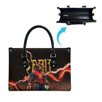Spain Football Leather Bag Spanish Pride Bull Mascot Gothic Metal Lightning Storm