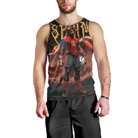 Spain Football Men Tank Top Spanish Pride Bull Mascot Gothic Metal Lightning Storm