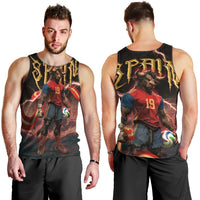 Spain Football Men Tank Top Spanish Pride Bull Mascot Gothic Metal Lightning Storm
