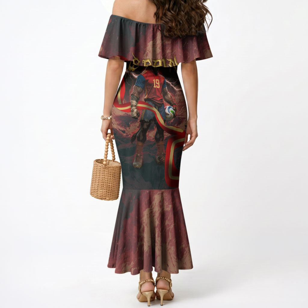 Spain Football Mermaid Dress Spanish Pride Bull Mascot Gothic Metal Lightning Storm