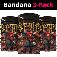 Spain Football Neck Gaiter Spanish Pride Bull Mascot Gothic Metal Lightning Storm