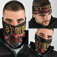 Spain Football Neck Gaiter Spanish Pride Bull Mascot Gothic Metal Lightning Storm