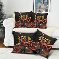 Spain Football Pillow Cover Spanish Pride Bull Mascot Gothic Metal Lightning Storm