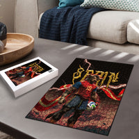 Spain Football Puzzle Spanish Pride Bull Mascot Gothic Metal Lightning Storm