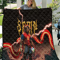 Spain Football Quilt Spanish Pride Bull Mascot Gothic Metal Lightning Storm