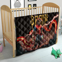 Spain Football Quilt Spanish Pride Bull Mascot Gothic Metal Lightning Storm