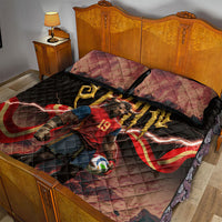 Spain Football Quilt Bed Set Spanish Pride Bull Mascot Gothic Metal Lightning Storm