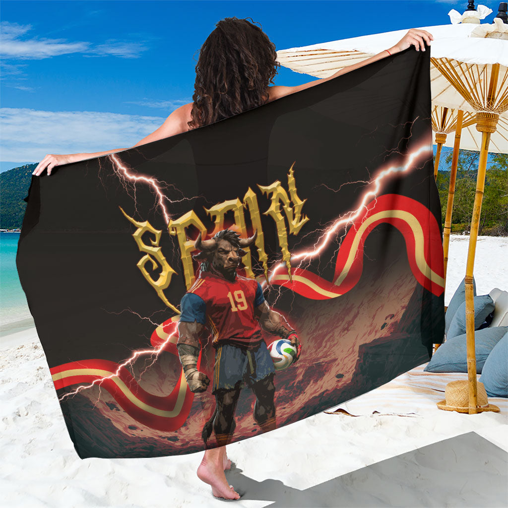 Spain Football Sarong Spanish Pride Bull Mascot Gothic Metal Lightning Storm