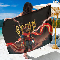 Spain Football Sarong Spanish Pride Bull Mascot Gothic Metal Lightning Storm