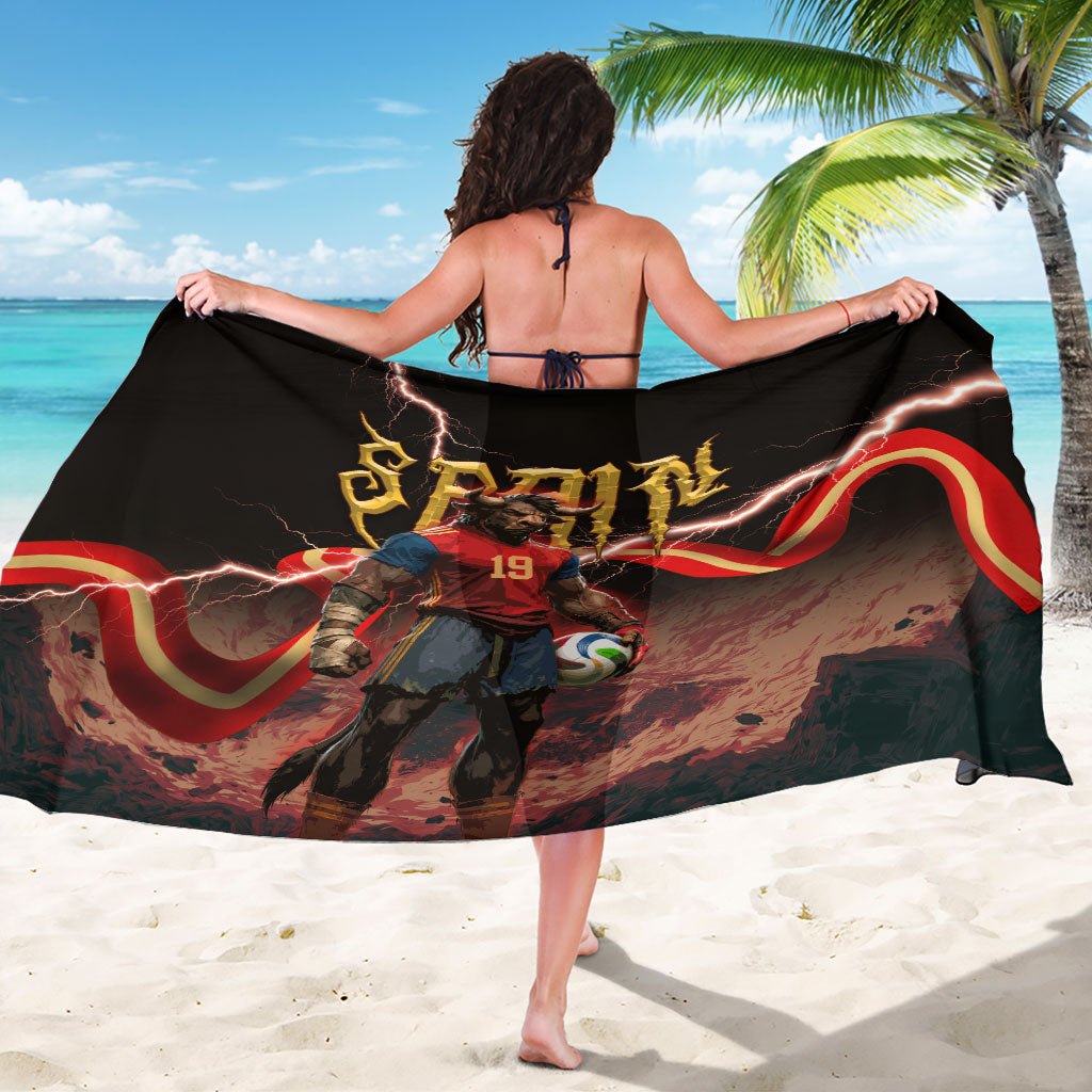 Spain Football Sarong Spanish Pride Bull Mascot Gothic Metal Lightning Storm