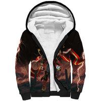 Spain Football Sherpa Hoodie Spanish Pride Bull Mascot Gothic Metal Lightning Storm