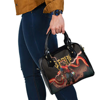 Spain Football Shoulder Handbag Spanish Pride Bull Mascot Gothic Metal Lightning Storm
