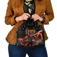 Spain Football Shoulder Handbag Spanish Pride Bull Mascot Gothic Metal Lightning Storm