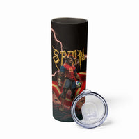 Spain Football Skinny Tumbler Spanish Pride Bull Mascot Gothic Metal Lightning Storm