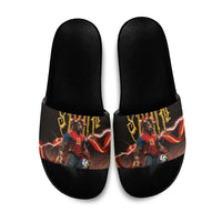 Spain Football Slide Sandals Spanish Pride Bull Mascot Gothic Metal Lightning Storm