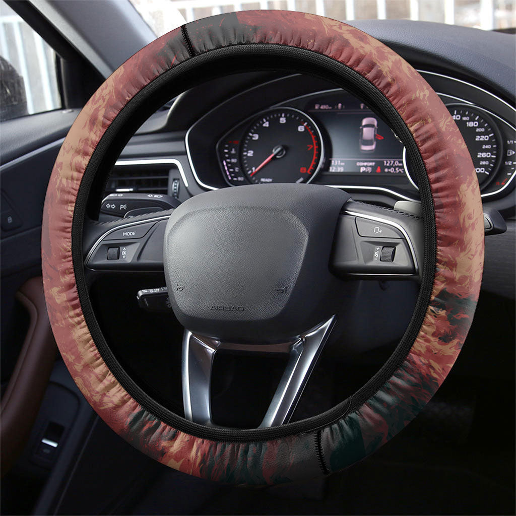 Spain Football Steering Wheel Cover Spanish Pride Bull Mascot Gothic Metal Lightning Storm