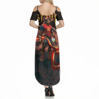 Spain Football Summer Maxi Dress Spanish Pride Bull Mascot Gothic Metal Lightning Storm