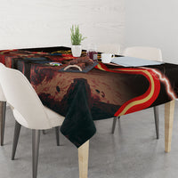Spain Football Tablecloth Spanish Pride Bull Mascot Gothic Metal Lightning Storm
