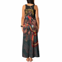Spain Football Tank Maxi Dress Spanish Pride Bull Mascot Gothic Metal Lightning Storm