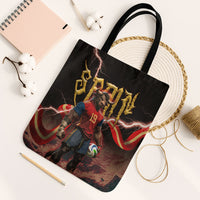 Spain Football Tote Bag Spanish Pride Bull Mascot Gothic Metal Lightning Storm