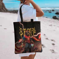 Spain Football Tote Bag Spanish Pride Bull Mascot Gothic Metal Lightning Storm