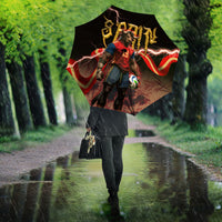 Spain Football Umbrella Spanish Pride Bull Mascot Gothic Metal Lightning Storm