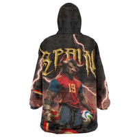 Spain Football Wearable Blanket Hoodie Spanish Pride Bull Mascot Gothic Metal Lightning Storm