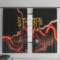 Spain Football Window Curtain Spanish Pride Bull Mascot Gothic Metal Lightning Storm