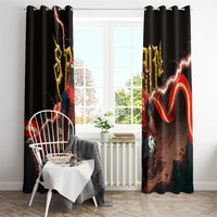 Spain Football Window Curtain Spanish Pride Bull Mascot Gothic Metal Lightning Storm